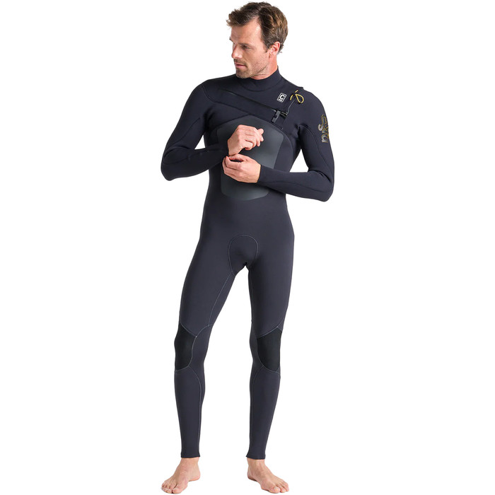 2023 C-Skins Mens ReWired 4/3mm Chest Zip Wetsuit C-RW43MCZ - Anthracite / Black X / Saffron